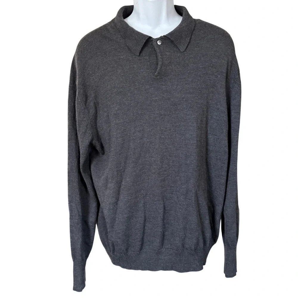 Banana Republic Extra Fine Italian Merino Wool Sweater Sz XL Gray‎ Casual
